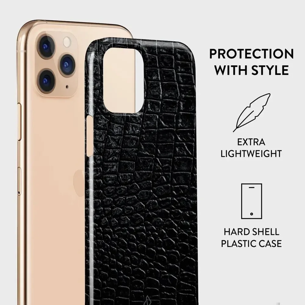 Burga Reaper’s Touch iPhone Snap Case 11 Pro Max Black Leather Croc